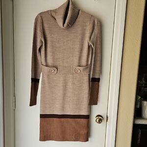 I.N. San Francisco Tan Long Sleeve Dress
